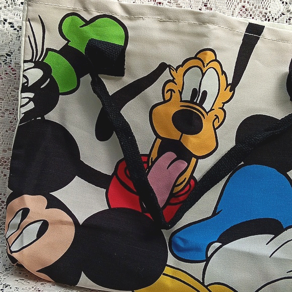 🆕️HALF OFF💰LAST 1❤DISNEYS PLUTO & FRIENDS LARGE CREAM ZIPPERED CANVAS TOTE BAG - Picture 8 of 16